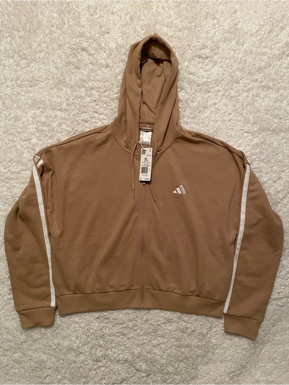 Women’s Adidas Essentials 3 Stripes French Terry Full Zip Hoodie size XL NWT